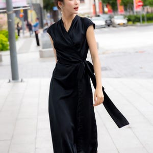 TEAGAN Elegant Wrap Flowy Midi Dress - V-Neck, Cap Sleeves - Perfect for Weddings, Cocktail Parties, Formal Events & Minimalist Style