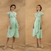 ELLIE Linen Wrap Dress | Solid Light Green Casual Dress | woman clothing | womens dresses | cottagecore dress | cottage core dress