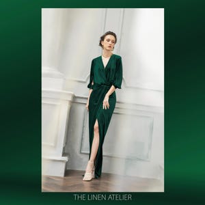 Formal Velvet Dress | Emerald Green Wedding Dress | Bridesmaid Dress | Dark Green Dress | Evening Gown | Wedding Guest Dress | CARA Dress