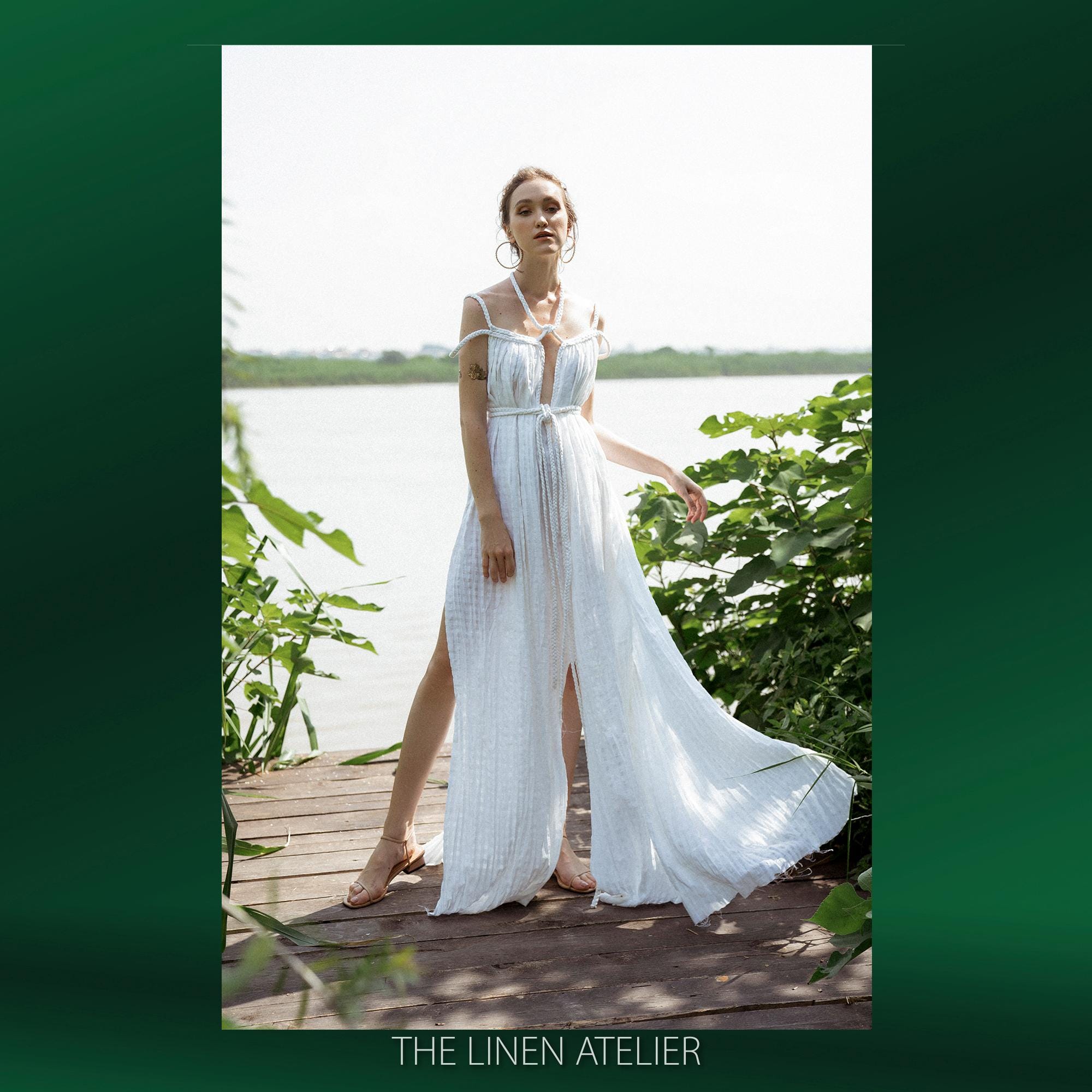 flowy maxi dress beach wedding guest tulum no bright colors Luna Del Mar White Maxi Dress - M Size - Women's Dresses