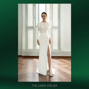 MEGHAN White Simple Wedding Dress | Dress For Women Wedding Guest | White Gown With Sleeves | Bridal Nightgown | Bridesmaid Dress