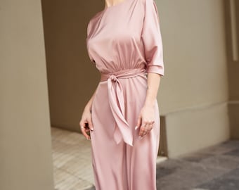 Elegant Crêpe de Satin Dress | Formal Gown, Evening Wear