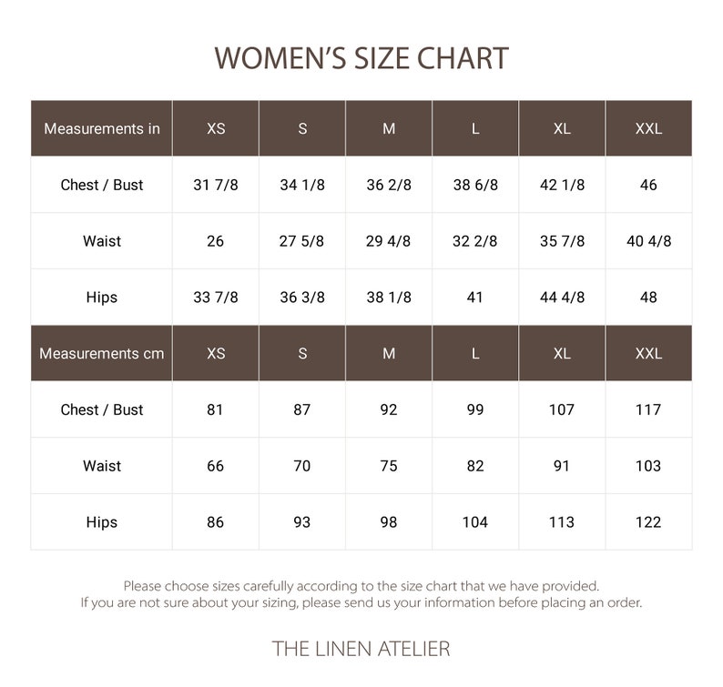 Puede incluir: Una tabla de tallas para ropa de mujer con medidas en pulgadas y cent&iacute;metros. La tabla muestra tallas desde XS hasta XXL, con medidas para el pecho, la cintura y las caderas.