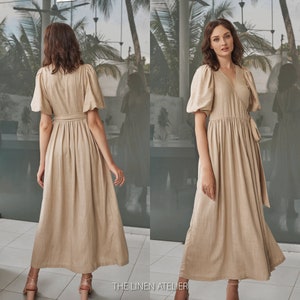 MANUELA Linen Summer Wrap Dress | Linen Beach Dress | Handmade Linen Clothing | Linen Simple Dress | Dress For Party | Cottagecore Dress