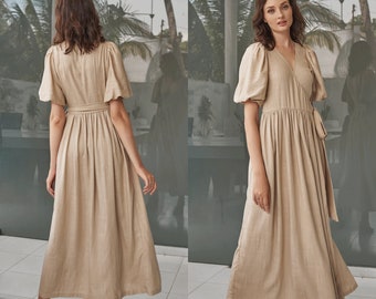 Handmade Linen Wrap Dress: Summer Beach Cover-Up