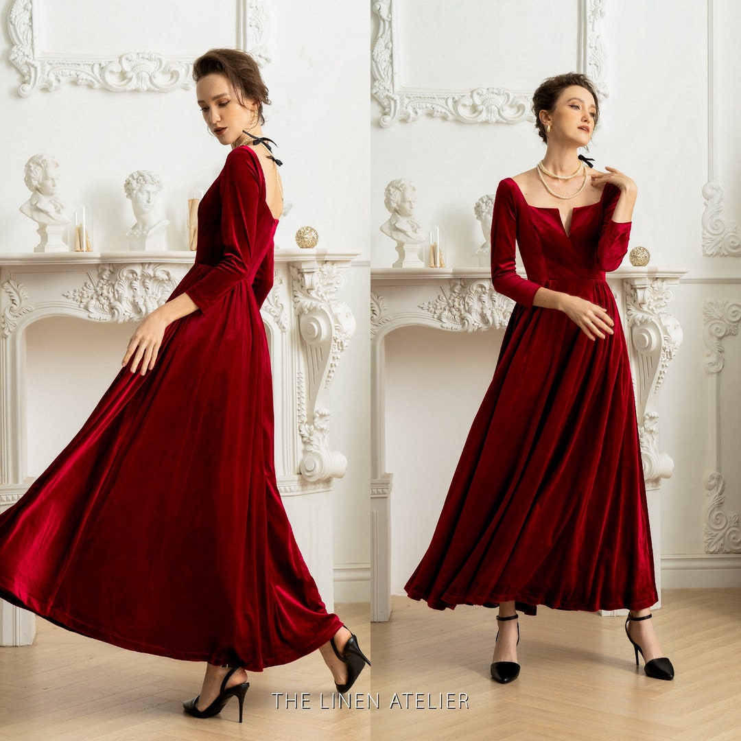 Thea Bordeaux Velvet Gown