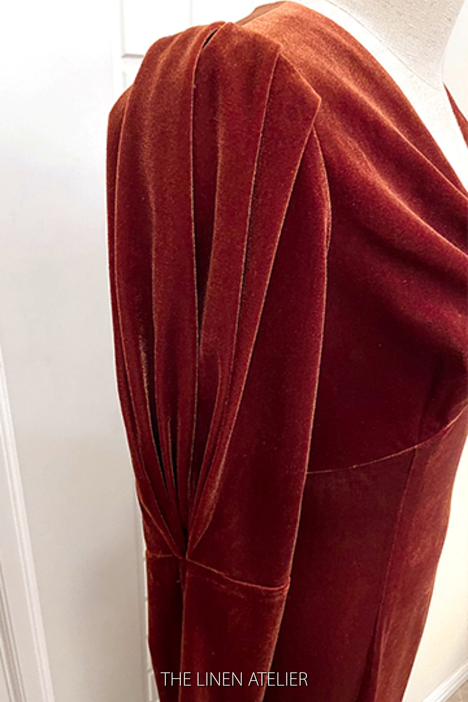 JULIA Rust Velvet Bridesmaid Dress Long Sleeve Velvet Gown | Etsy