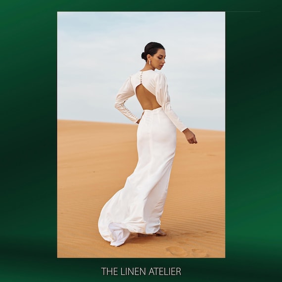 Buy SIGNE White Silk Wedding Dress Satin Simple Wedding Guest