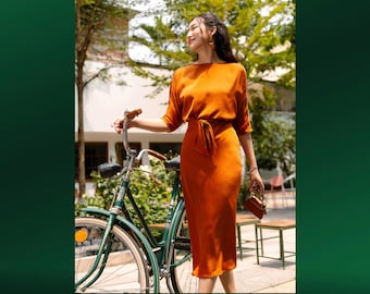 TAMMY Wrap Satin Dress | Wedding Guest Dress | Prom Dress | Gift For Her | Plus Size Dress | Day Dress | Summer Dress | Bridesmaid Dress