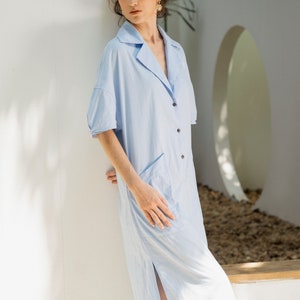 KAITLYN Cotton Tunic Dress Long | womens tunic dress | linen tunic dress | linen tunic shirt dress | simple button dress | custom made