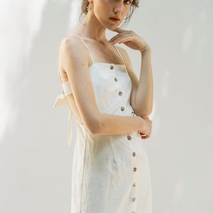 MALLORY Linen Open Back Dress For Women | Spaghetti Strap Dress Linen | Backless Dress Plus Size | Linen Strap Dress | Summer Casual Dress