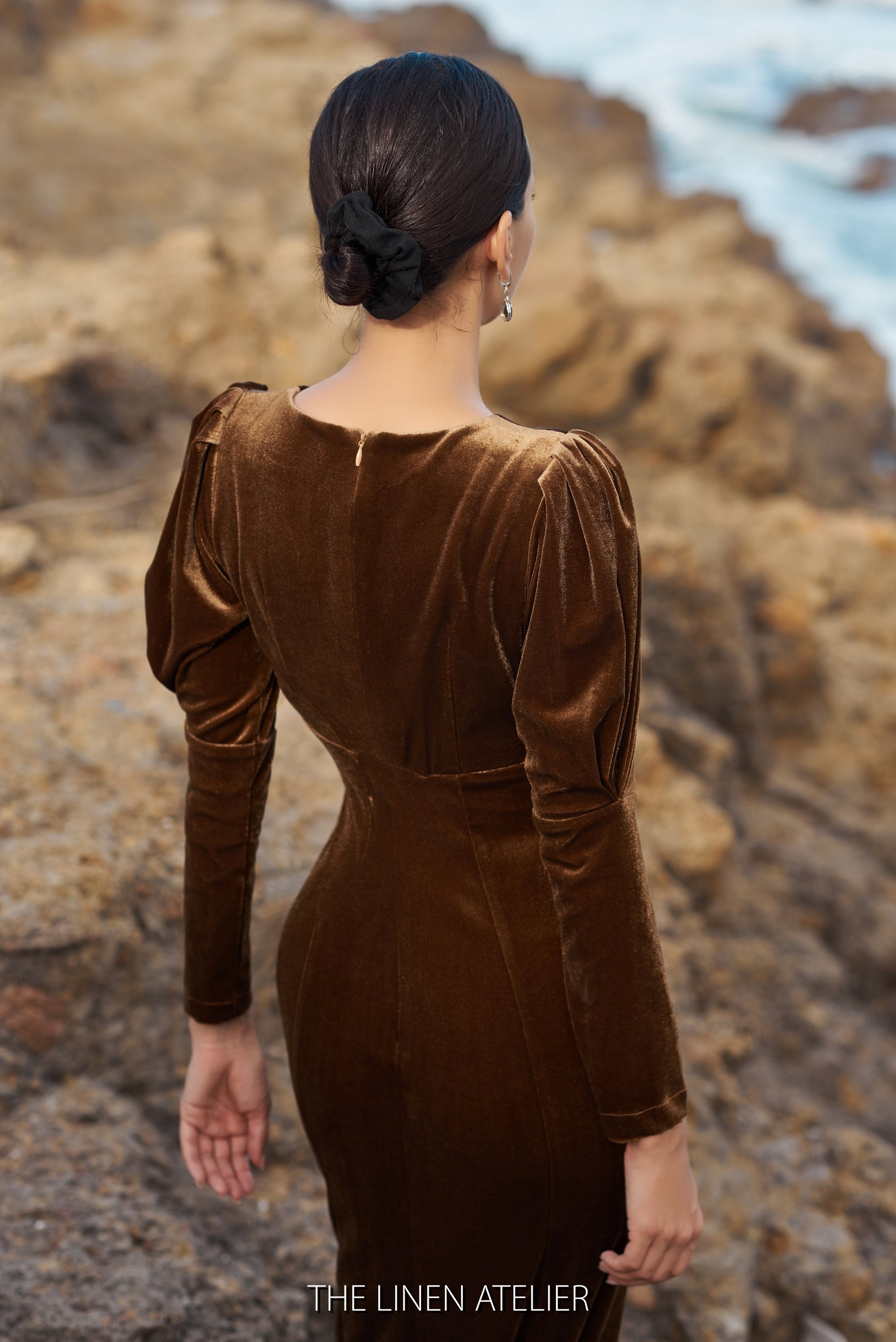imperia long sleeve velvet dress Velvet V-Neck Long Sleeve Dress