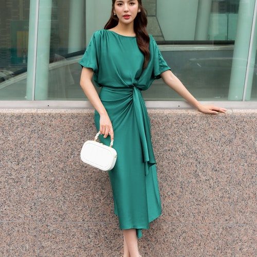 Draped Crêpe de Chine Cocktail Dress, Summer Garden Party