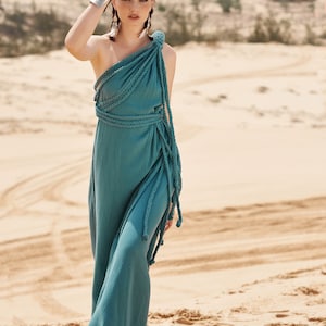 AGATHA Goddess Dress Women One Shoulder Ethereal Summer Outfit Greek Inspired Floor Length Hallowen Cosplay Ideas Ancient Roman Sexy Dress