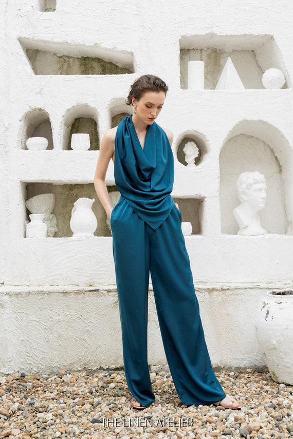 Emporio Armani Straight-leg Linen Trousers | Blue | FARFETCH