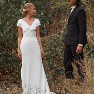 MACKENZIE Unique Wedding Dress | plus size satin dress | open back wedding gown | bridal beach dress | Modest Wedding Dress | Evening Gown