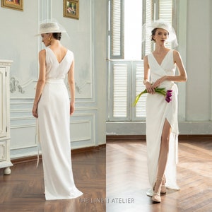 KATE Wedding Dress | Satin Wrap Dress For Wedding Guest | Modest Bridesmaid Dress | Minimalist Wedding Dress | Custom Engagement Dress