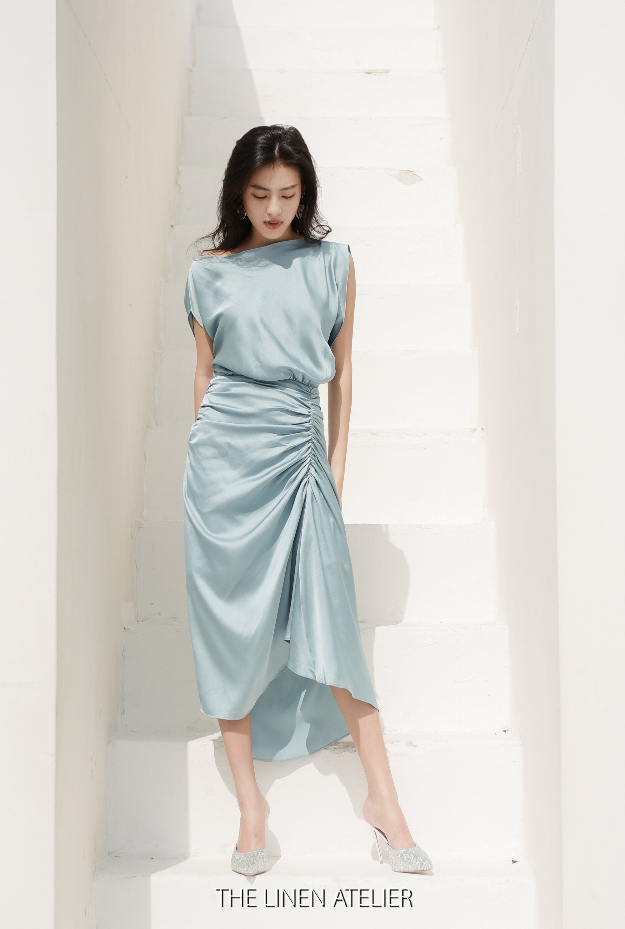 FREYA Draped Silk Dress Wedding Guest Silk Bridesmaid Dress - Etsy