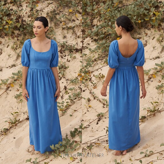 MONICA Low Back Linen Dress Cottagecore 