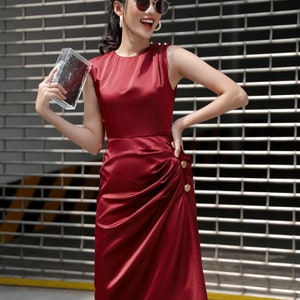 NICOLE Satin Prom Dress | Silk Dresses For Women | Red Formal Dress | Party Dress | Wedding Guest Dress | Evening Dresses | Bridesmaid Dress