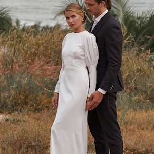 long sleeve white rehearsal dinner dress long sleeve rehearsal dress Long Sleeves Rehearsal Dinner Dress Lenora