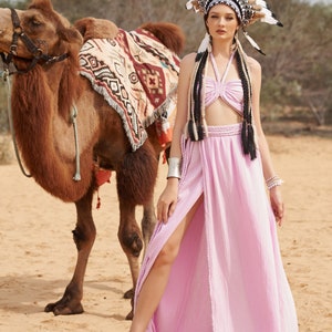 CERES Goddess Two-Piece Set | Greek Priestess Outfit Bohemian | Greek Goddess Dress | Handmade Braided Clothing