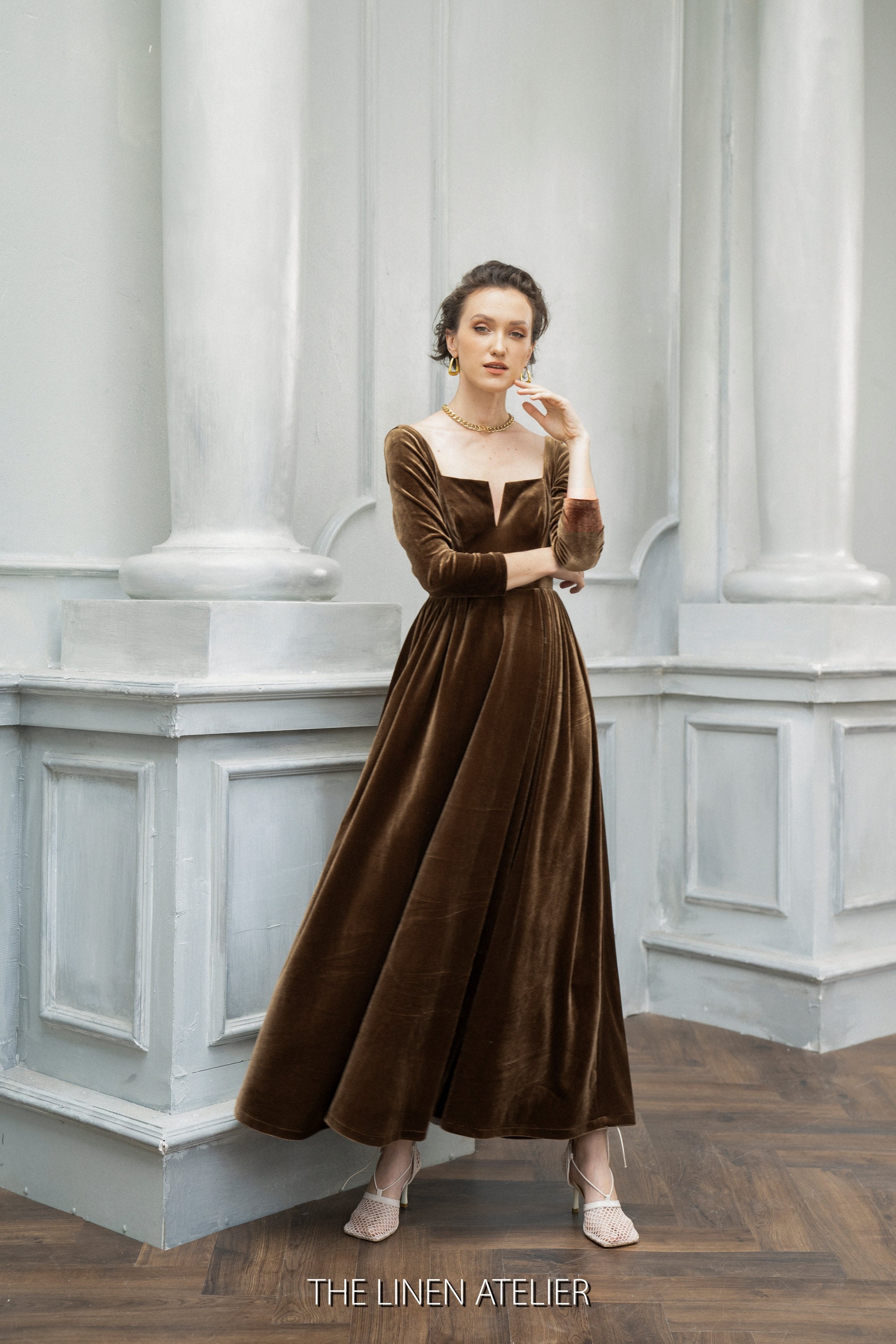Gold Velvet Dress for Wedding Guest - Etsy