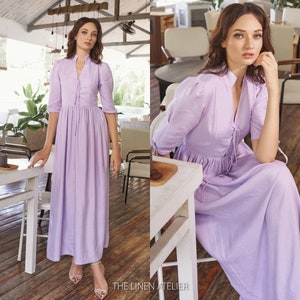 ELIAN Summer Linen Dress | Linen Criss-Cross Dress | Long Linen Dress | Dress For Women Wedding Guest | Cottagecore Dress