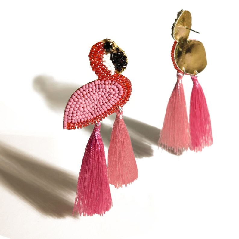 Flamingo Drop Tassel Earrings Women Fashion Jewelry Unique Cute Animal Earrings