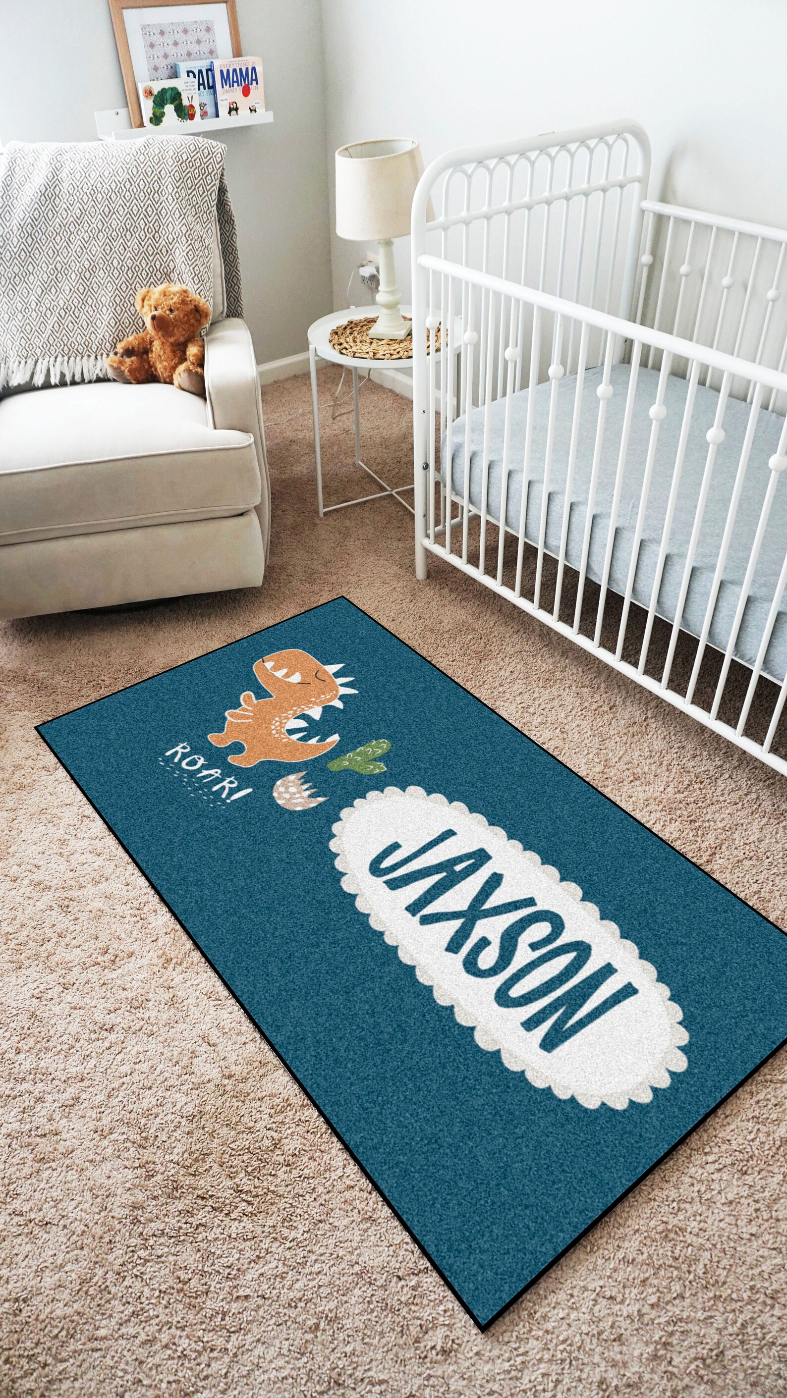 Dino ROAR Character Rug Personalized Nursery Rug Multiple Etsy
