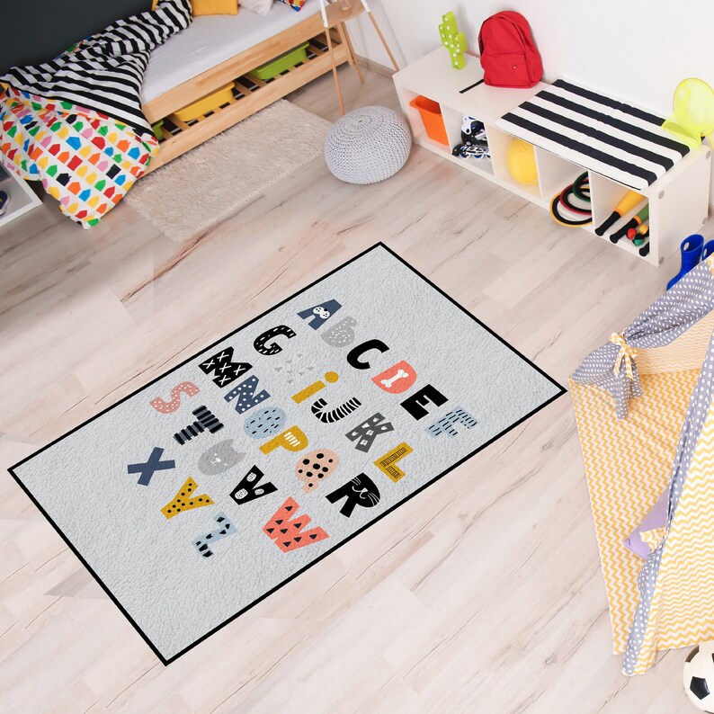 Alphabet Rug Nursery Kids Playroom Classroom Plush Etsy