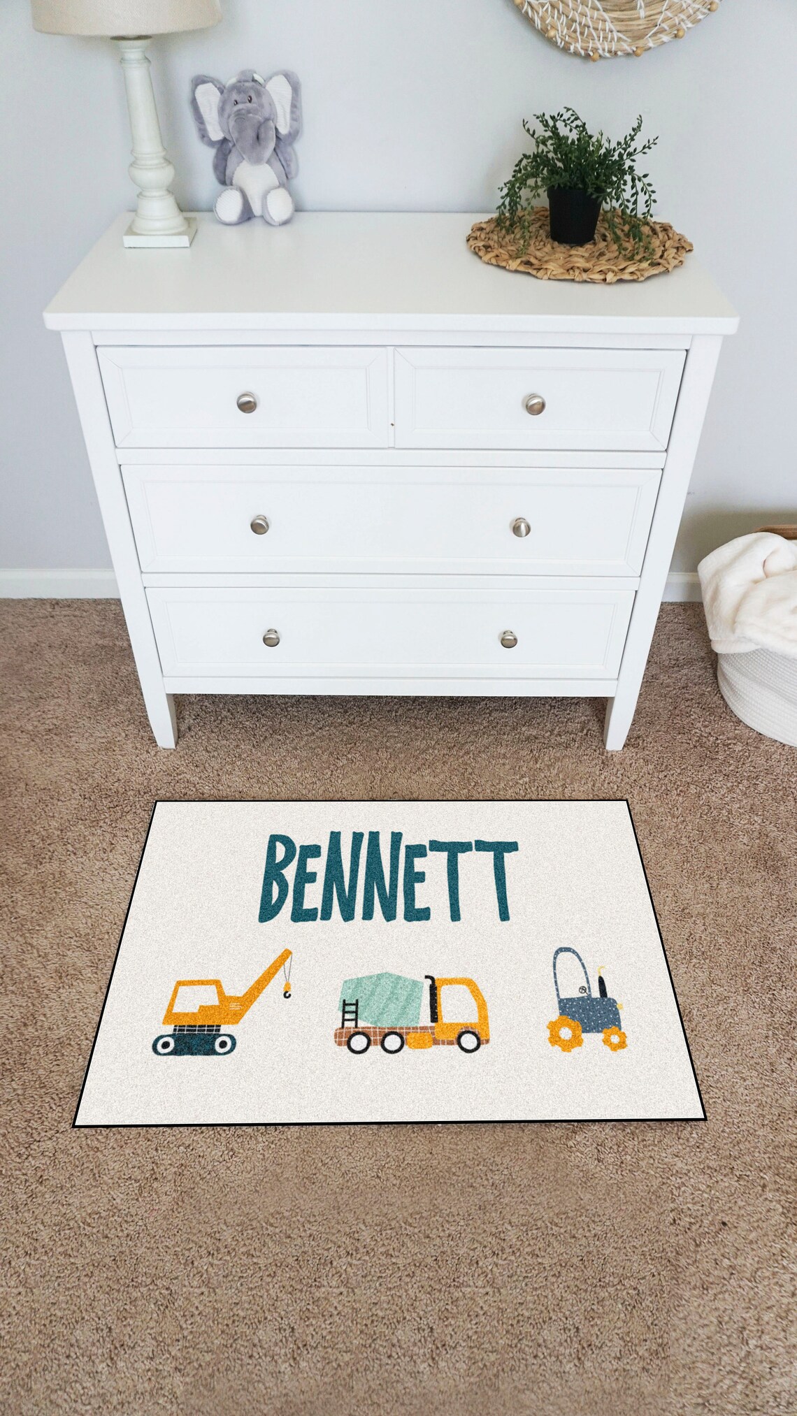Construction Trucks Rug Personalized Nursery Rug Multiple Etsy