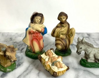 Vintage Nativity Set / Holy Family/Made in Italy/ Chalkware