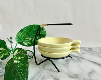 Waechtersbach Taxis Stacking Ashtrays with Wrought Iron Wrapped Stand, Ursula Fesca 1950s