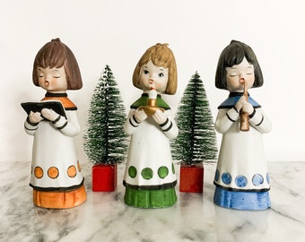 Trio of Vintage Choir Girls, Giftcraft Japan, Bisque Porcelain, Hand Painted