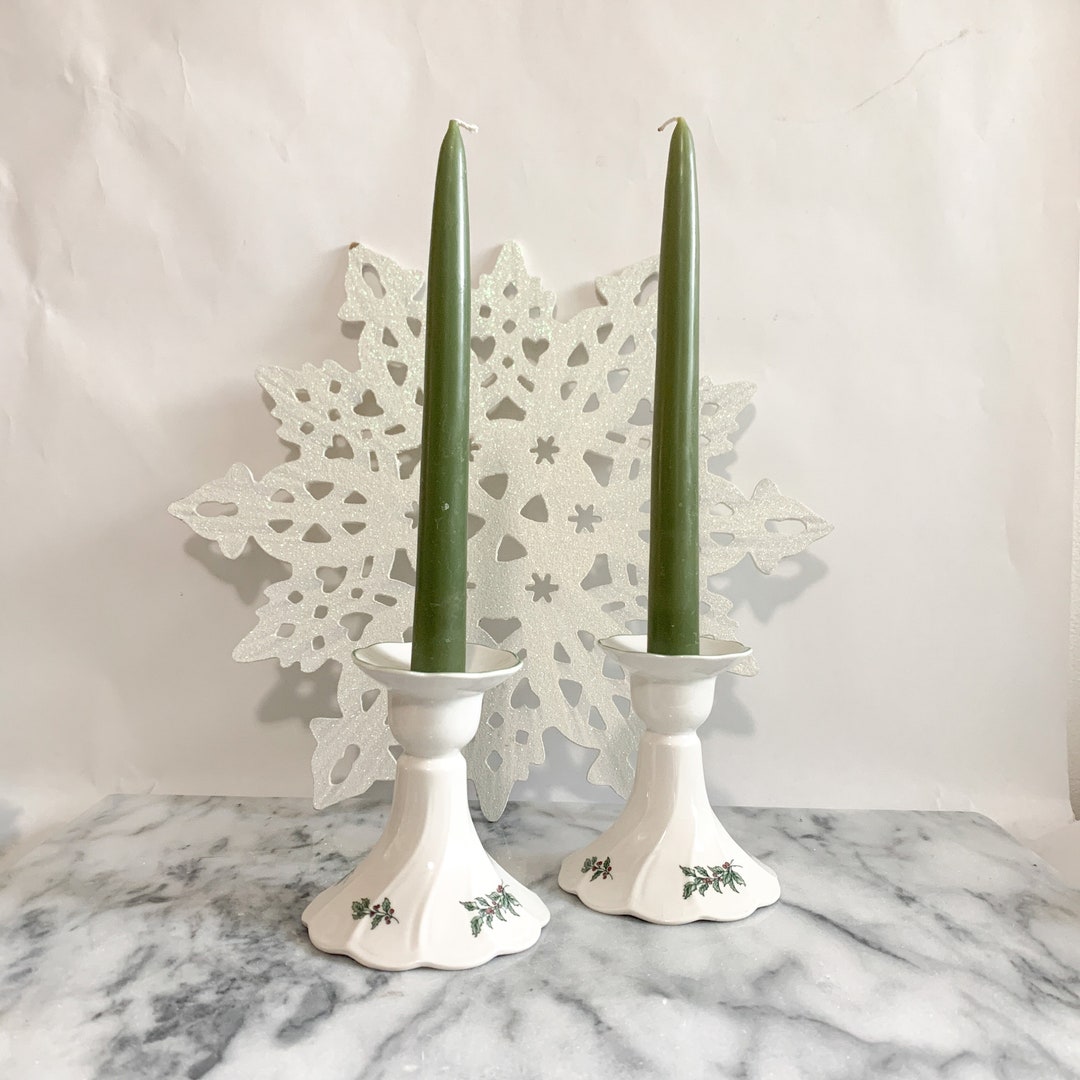 Vintage Nikko Happy Holidays Candleholders, Pair of Porcelain Christmas Candle Holders Etsy