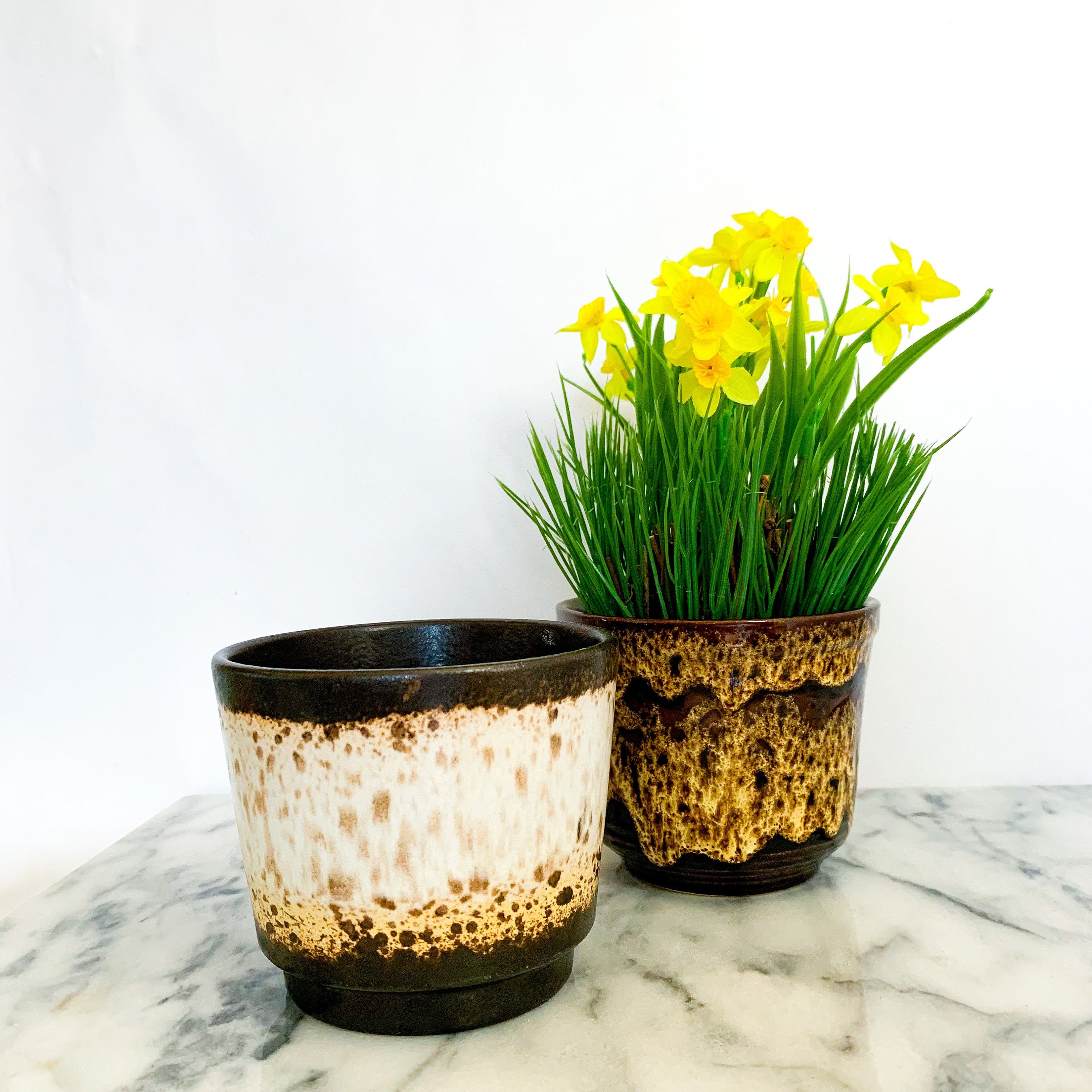Vintage Scheurich Keramik Plant Pot 806/12 Brown Speckled Etsy