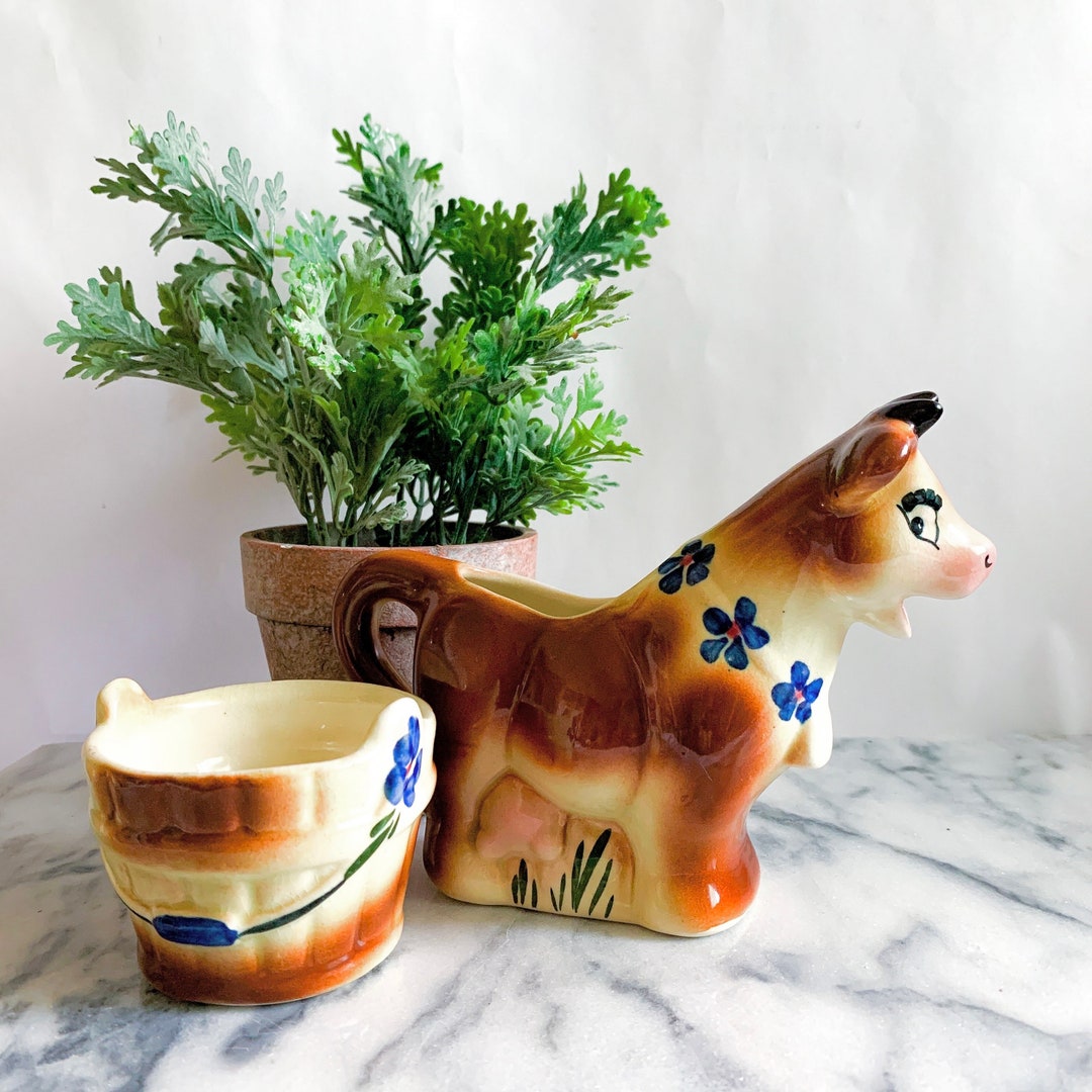Vintage Dairy Cow and Milk Pail Cream and Sugar, Mcmaster Canada 1940s ...