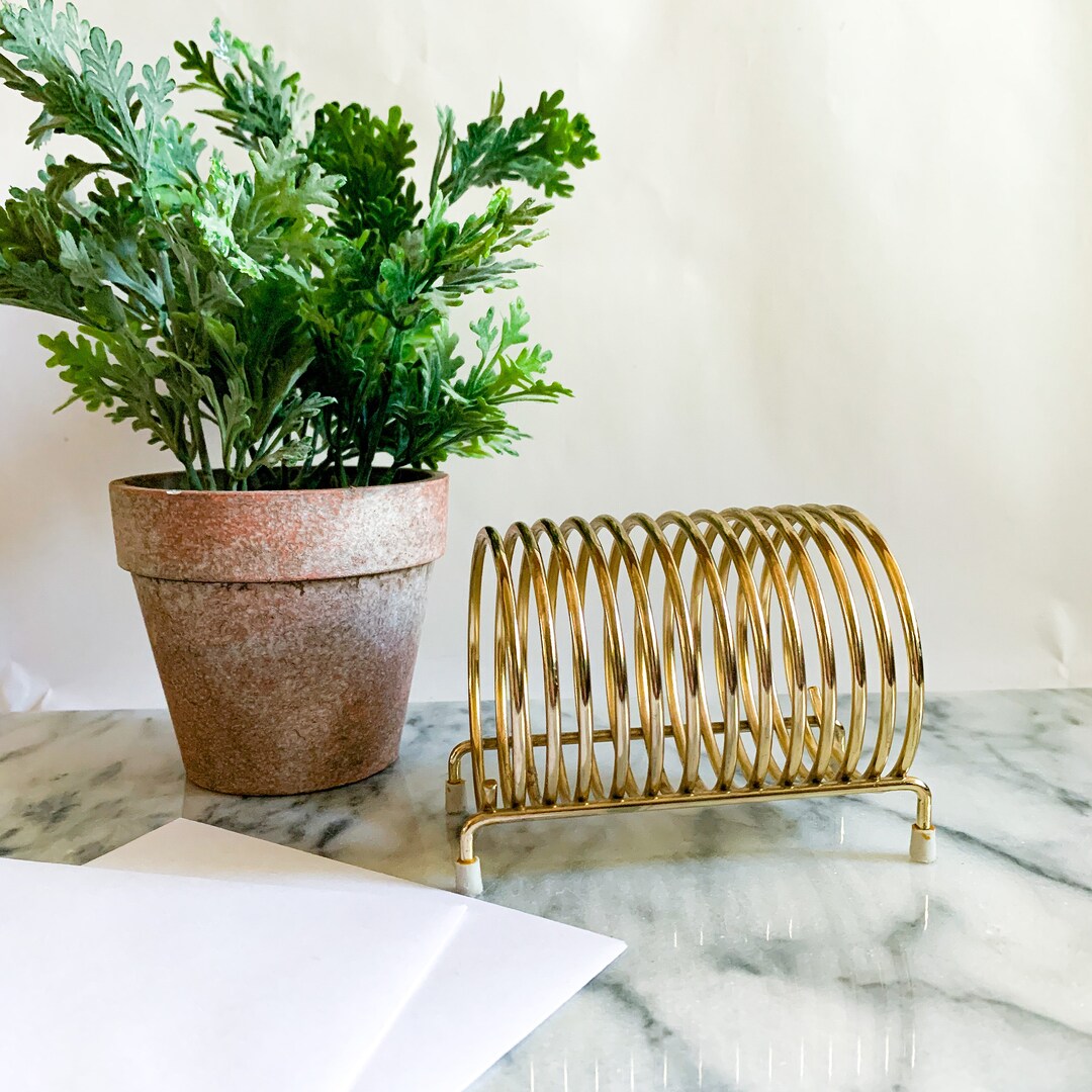 Mid Century Modern Brass Coil Letter Holder Desk Organiser Etsy