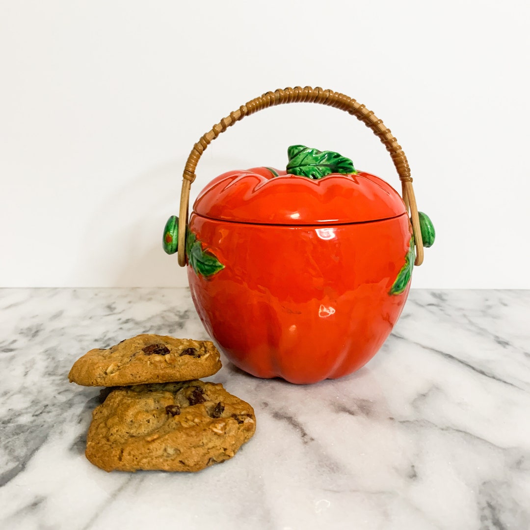 Vintage Maruhon Ware Lidded Tomato Cookie Jar Stash Pot Etsy