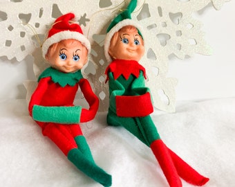 Vintage Christmas Knee Hugger Elf Pair, Kneehugger Pixies