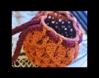 PATTERN ONLY | Crochet Dragon Scale Pouch | Bag with a Drawstring