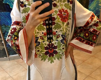 Tender embroidered dress Ukrainian linen vyshyvanka Ukraine fashion by custom