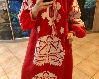 Shalimar red embroidered dress Ukrainian vyshyvanka in S-M size