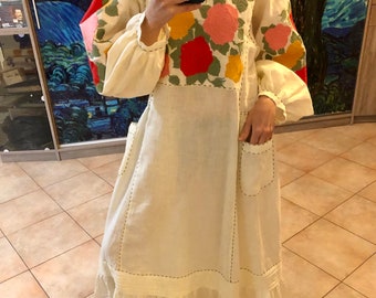 Roses garden embroidered dress Ukrainian wedding vyshyvanka in S-M size