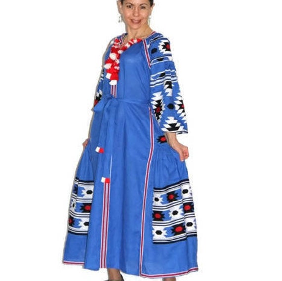 blue boho maxi dress