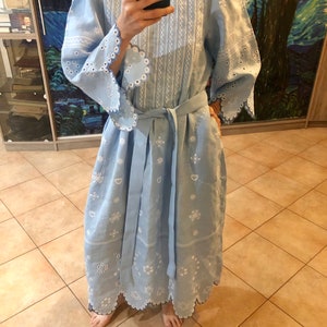 Richelieu embroidered linen dress Pintucked cutout dress scallop Thenewdayoutfit
