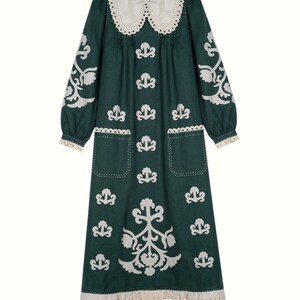 Lace Trimmed Embroidered Dress Applique Linen Dress Kaftan - Etsy