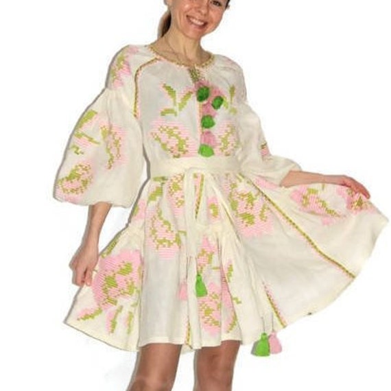 Elfenbein Boho Hochzeit Gaste Kleid Floral Boho Kleid Mit Etsy