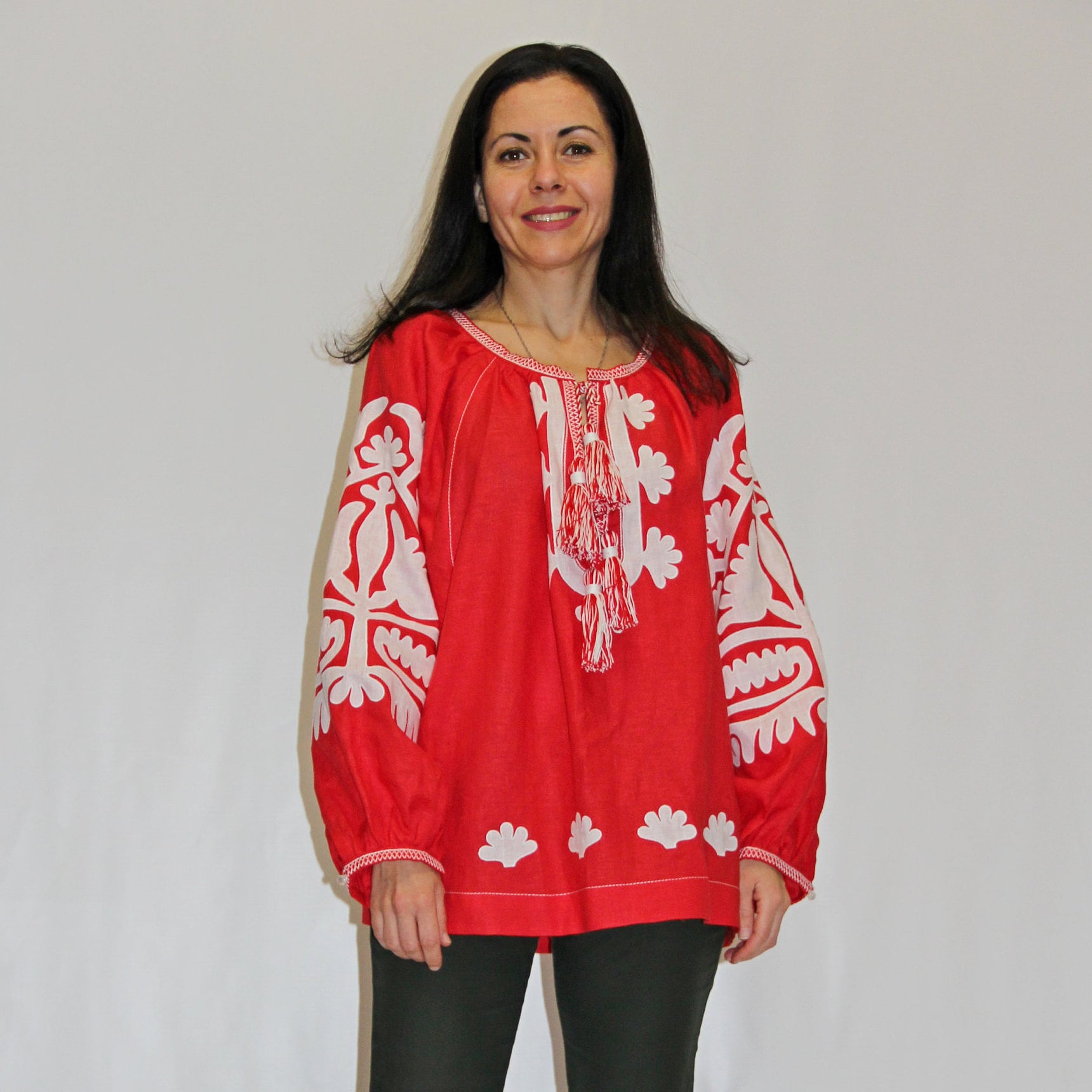 Linen Embroidered Blouse Fashion Appliqued Trend Cloth Etsy